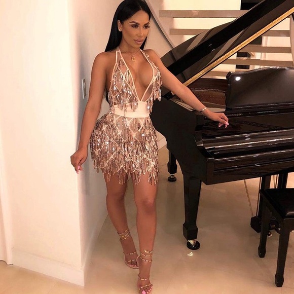 Boutique Dresses & Skirts - Sexy Backless Sequin Dress Champagne